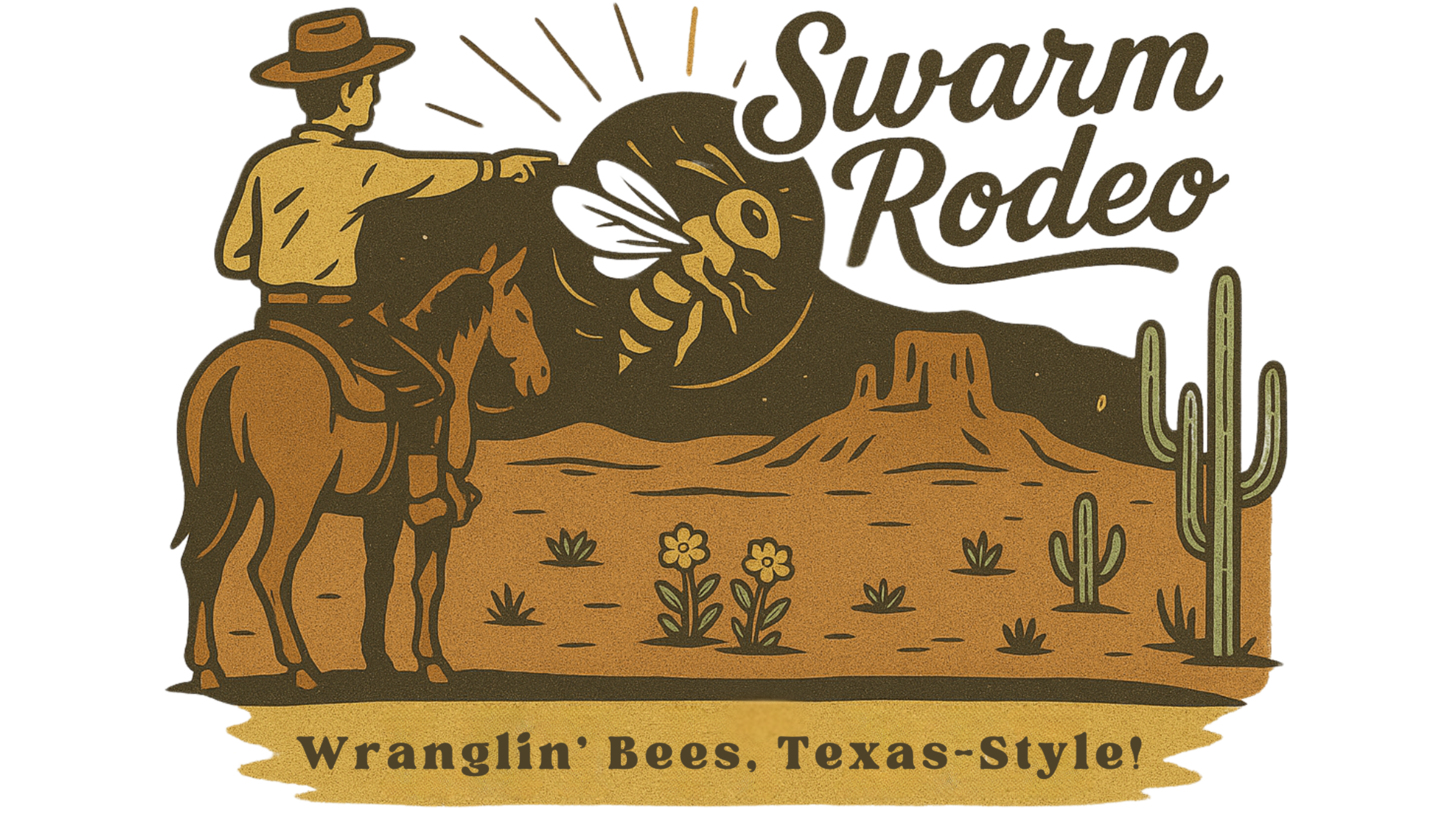 Wranglin' Bees, Texas-Style — vintage Western poster